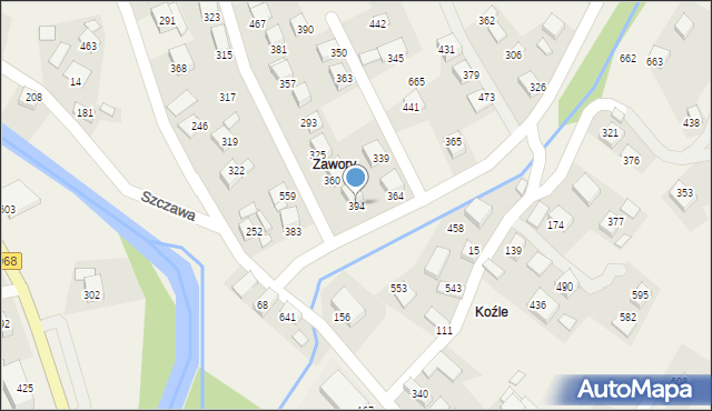 Szczawa, Szczawa, 394, mapa Szczawa