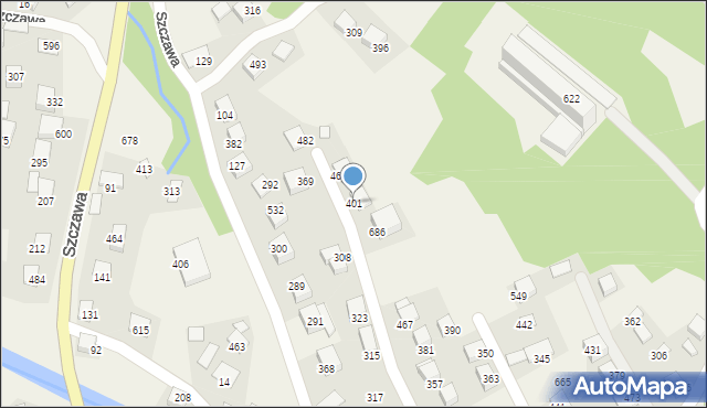 Szczawa, Szczawa, 401, mapa Szczawa