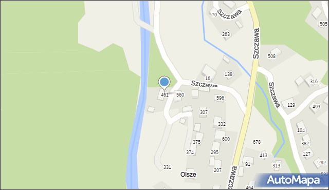 Szczawa, Szczawa, 461, mapa Szczawa