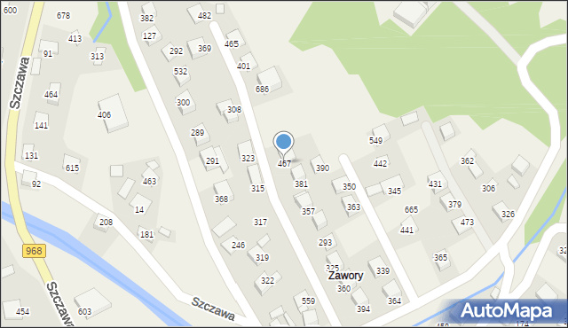 Szczawa, Szczawa, 467, mapa Szczawa