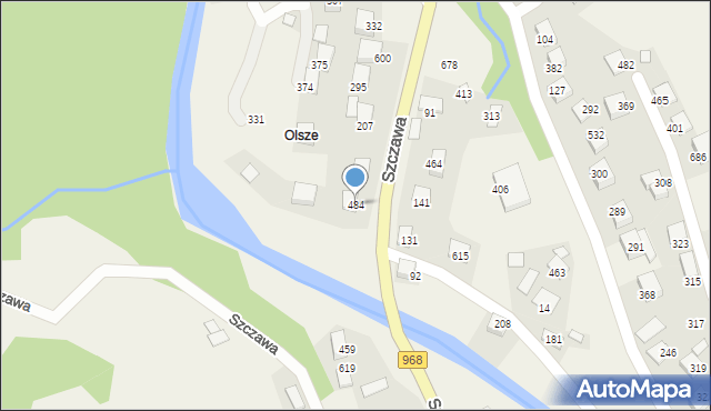 Szczawa, Szczawa, 484, mapa Szczawa
