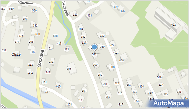 Szczawa, Szczawa, 532, mapa Szczawa