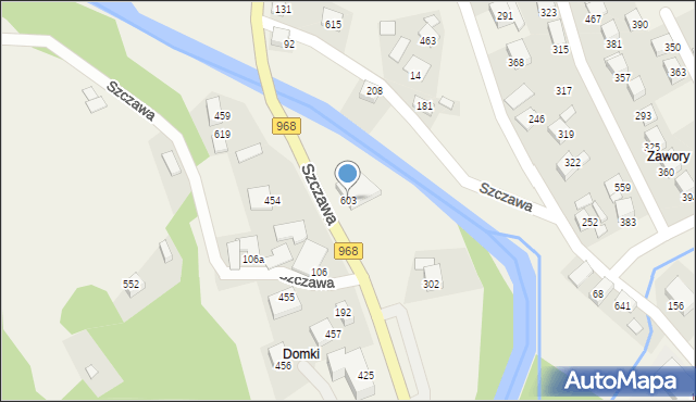 Szczawa, Szczawa, 603, mapa Szczawa