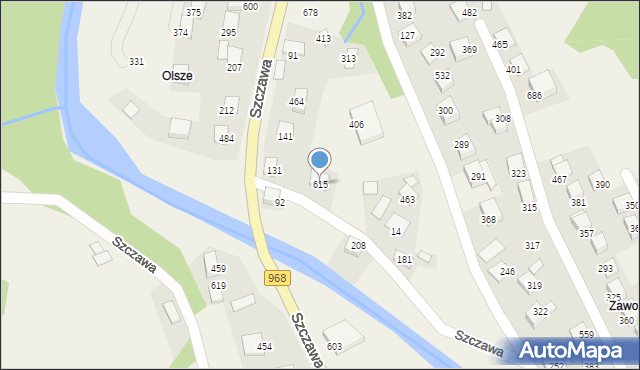 Szczawa, Szczawa, 615, mapa Szczawa