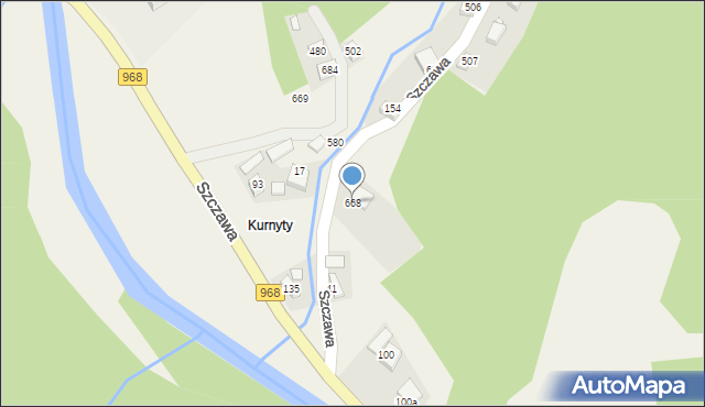 Szczawa, Szczawa, 668, mapa Szczawa