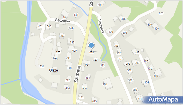 Szczawa, Szczawa, 678, mapa Szczawa