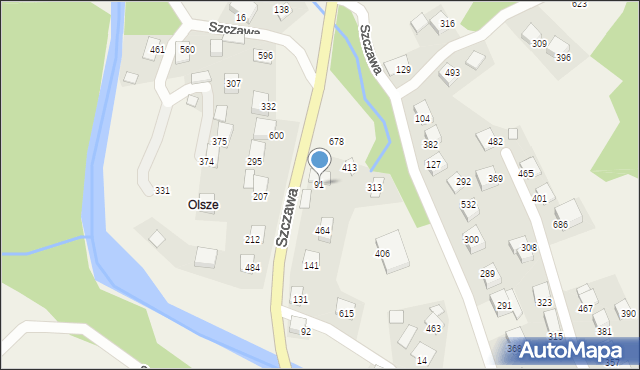 Szczawa, Szczawa, 91, mapa Szczawa