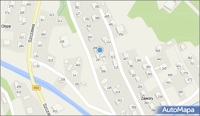 Szczawa, Szczawa, 291, mapa Szczawa