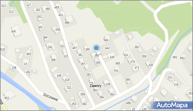 Szczawa, Szczawa, 350, mapa Szczawa