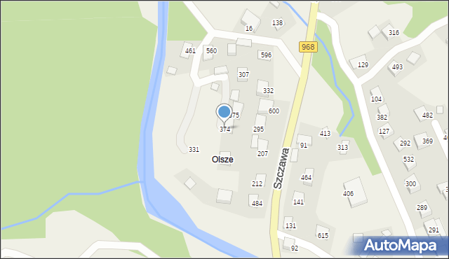 Szczawa, Szczawa, 374, mapa Szczawa