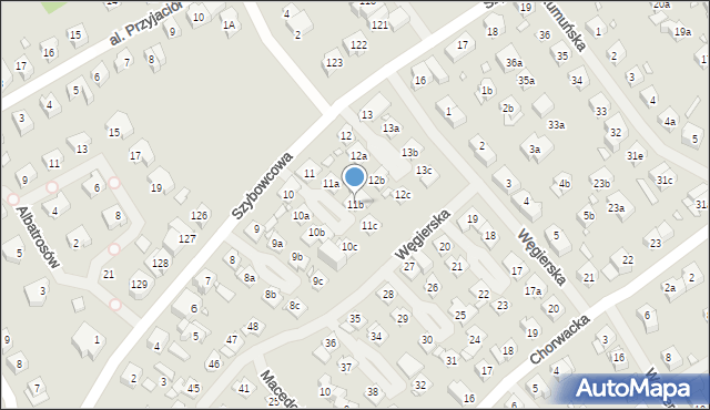 Szczecin, Szybowcowa, 11b, mapa Szczecina