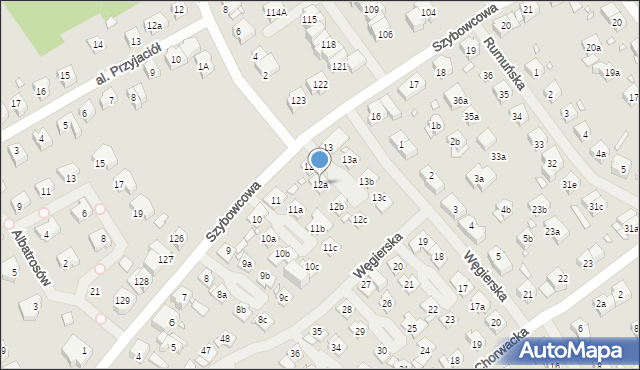 Szczecin, Szybowcowa, 12a, mapa Szczecina