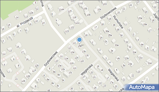 Szczecin, Szybowcowa, 13a, mapa Szczecina