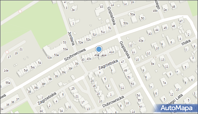Szczecin, Szybowcowa, 40f, mapa Szczecina
