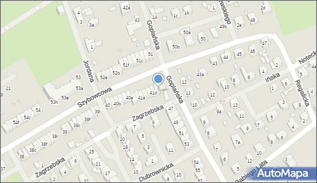 Szczecin, Szybowcowa, 41e, mapa Szczecina