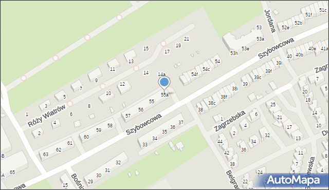 Szczecin, Szybowcowa, 55a, mapa Szczecina