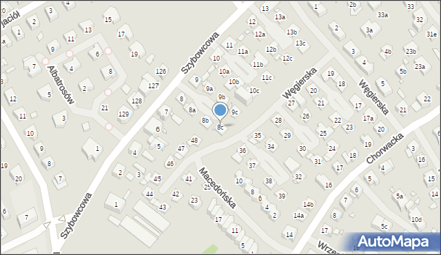 Szczecin, Szybowcowa, 8c, mapa Szczecina