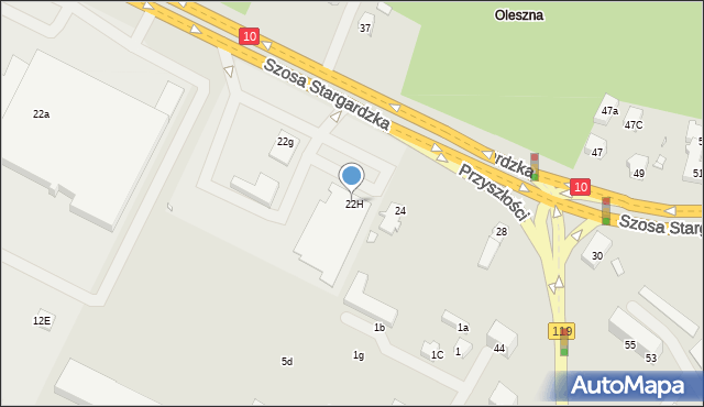 Szczecin, Szosa Stargardzka, 22H, mapa Szczecina