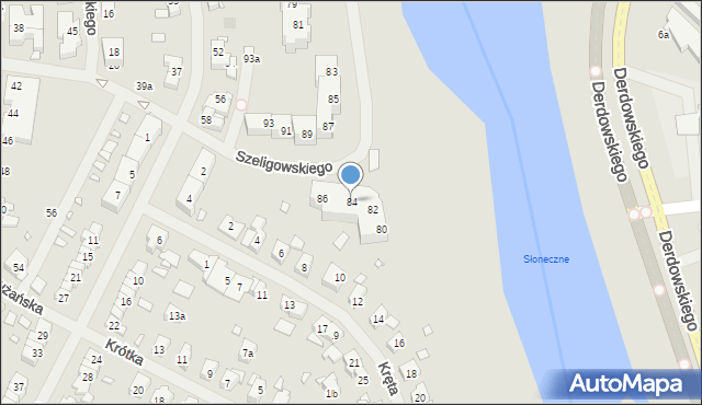 Szczecin, Szeligowskiego Tadeusza, 84, mapa Szczecina