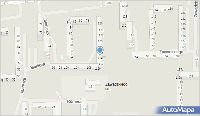Szczecin, Szafera Władysława, prof., 114, mapa Szczecina