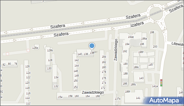 Szczecin, Szafera Władysława, prof., 136, mapa Szczecina