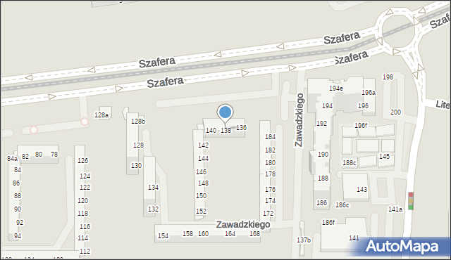 Szczecin, Szafera Władysława, prof., 138, mapa Szczecina