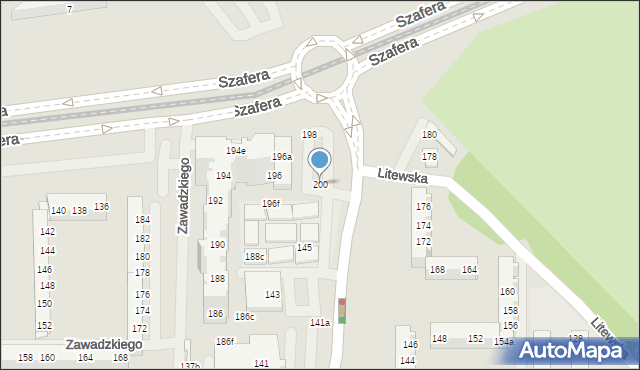 Szczecin, Szafera Władysława, prof., 200, mapa Szczecina