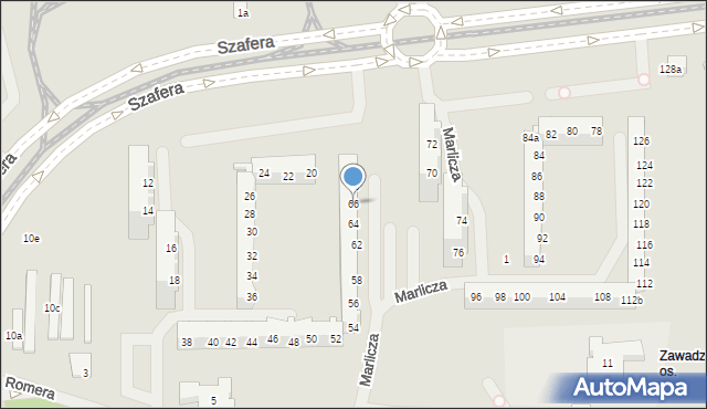 Szczecin, Szafera Władysława, prof., 66, mapa Szczecina