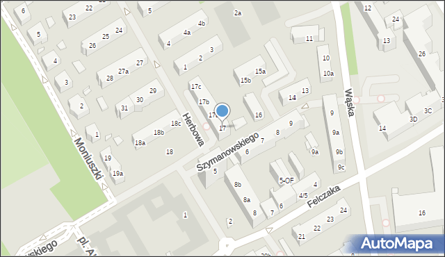 Szczecin, Szymanowskiego Karola, 17, mapa Szczecina