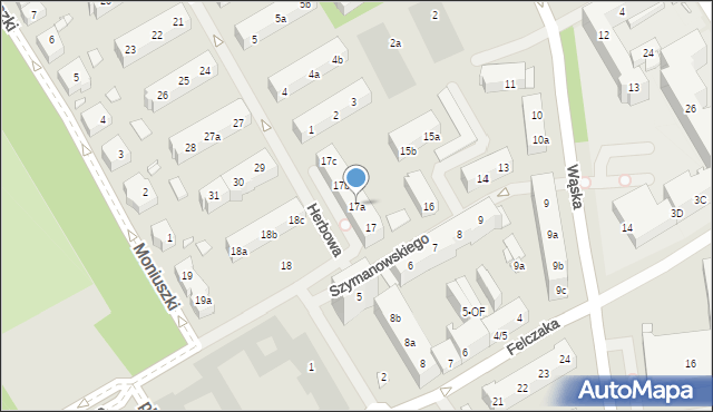 Szczecin, Szymanowskiego Karola, 17a, mapa Szczecina