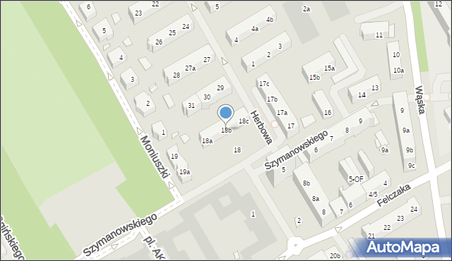 Szczecin, Szymanowskiego Karola, 18b, mapa Szczecina