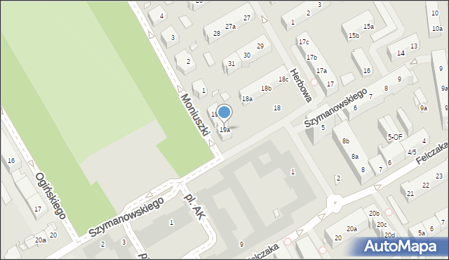 Szczecin, Szymanowskiego Karola, 19a, mapa Szczecina