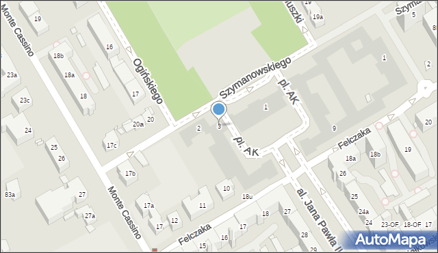 Szczecin, Szymanowskiego Karola, 3, mapa Szczecina