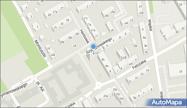 Szczecin, Szymanowskiego Karola, 5, mapa Szczecina