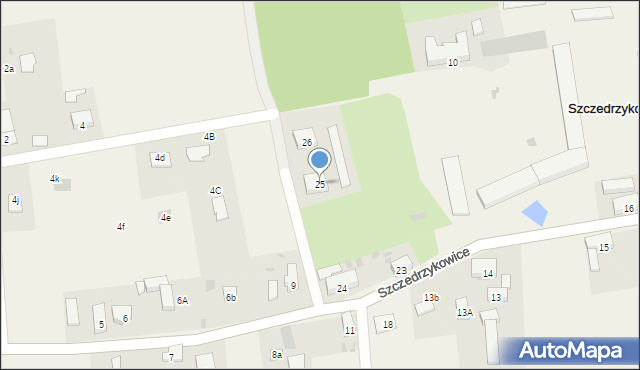Szczedrzykowice, Szczedrzykowice, 25, mapa Szczedrzykowice