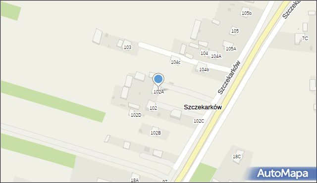Szczekarków, Szczekarków, 102A, mapa Szczekarków