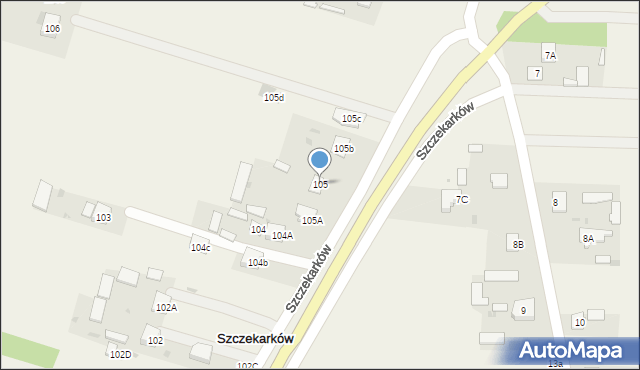 Szczekarków, Szczekarków, 105, mapa Szczekarków
