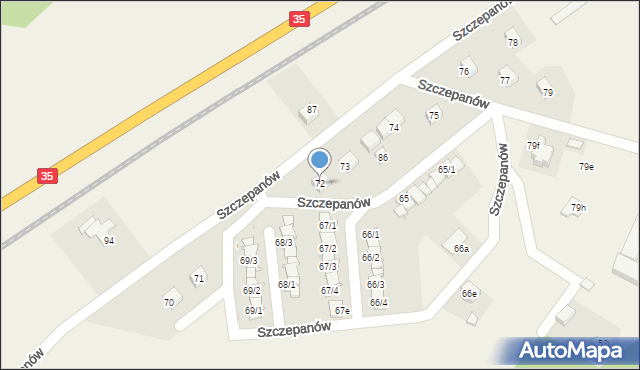 Szczepanów, Szczepanów, 72, mapa Szczepanów