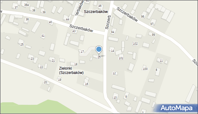 Szczerbaków, Szczerbaków, 15, mapa Szczerbaków