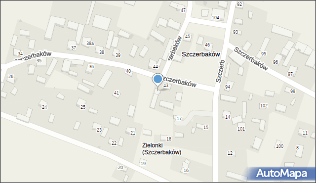Szczerbaków, Szczerbaków, 43a, mapa Szczerbaków