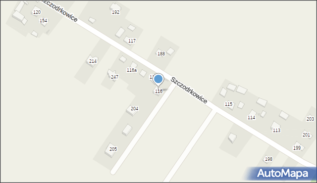 Szczodrkowice, Szczodrkowice, 116, mapa Szczodrkowice