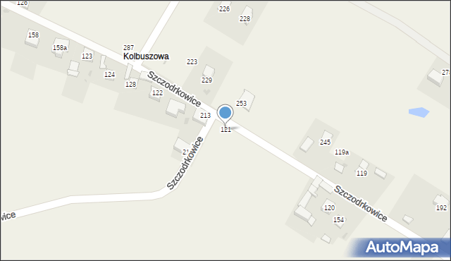 Szczodrkowice, Szczodrkowice, 121, mapa Szczodrkowice