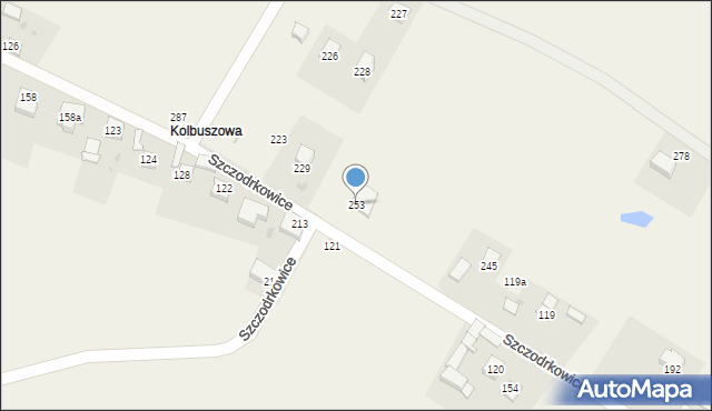 Szczodrkowice, Szczodrkowice, 253, mapa Szczodrkowice