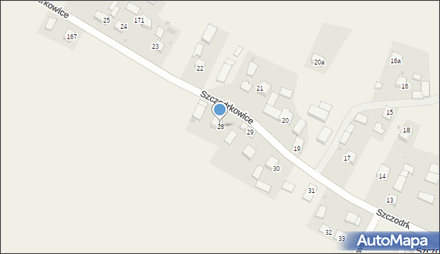 Szczodrkowice, Szczodrkowice, 28, mapa Szczodrkowice