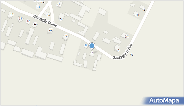 Szczygły Dolne, Szczygły Dolne, 7, mapa Szczygły Dolne