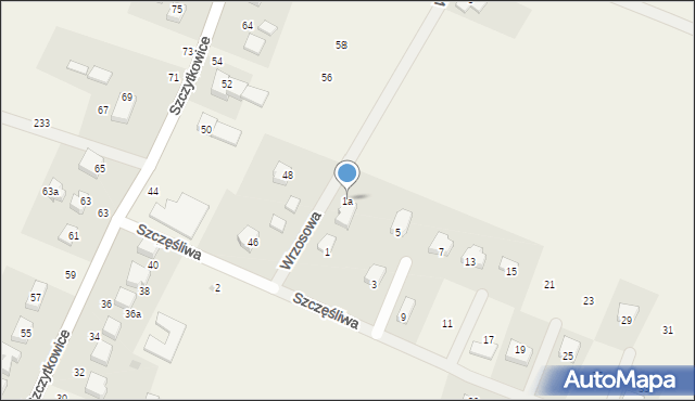 Szczytkowice, Szczęśliwa, 1a, mapa Szczytkowice
