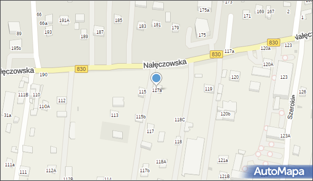 Szerokie, Szerokie, 117a, mapa Szerokie