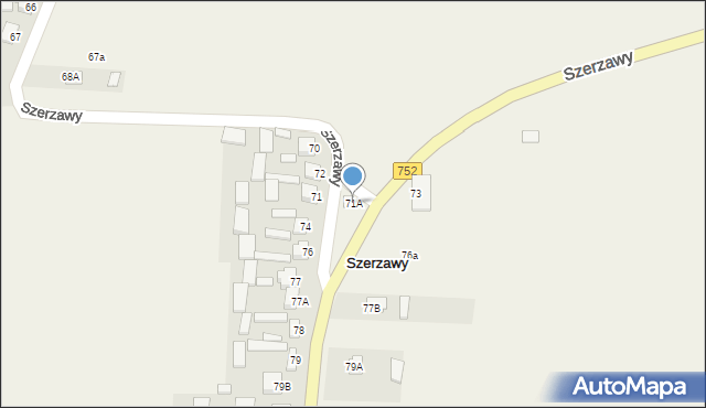 Szerzawy, Szerzawy, 71A, mapa Szerzawy