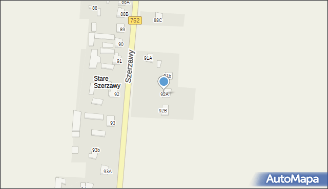 Szerzawy, Szerzawy, 92A, mapa Szerzawy