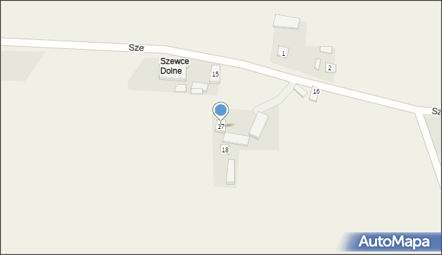Szewce Owsiane, Szewce Owsiane, 17, mapa Szewce Owsiane